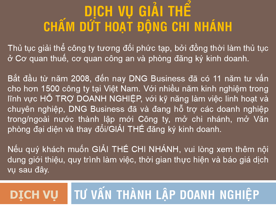 Dịch vụ GIẢI THỂ CHI NHÁNH tại Đà Nẵng