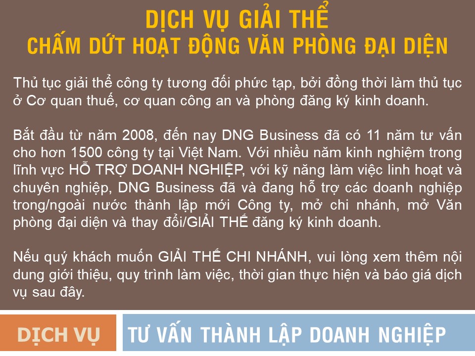 Dịch vụ GIẢI THỂ VĂN PHÒNG ĐẠI DIỆN tại Đà Nẵng
